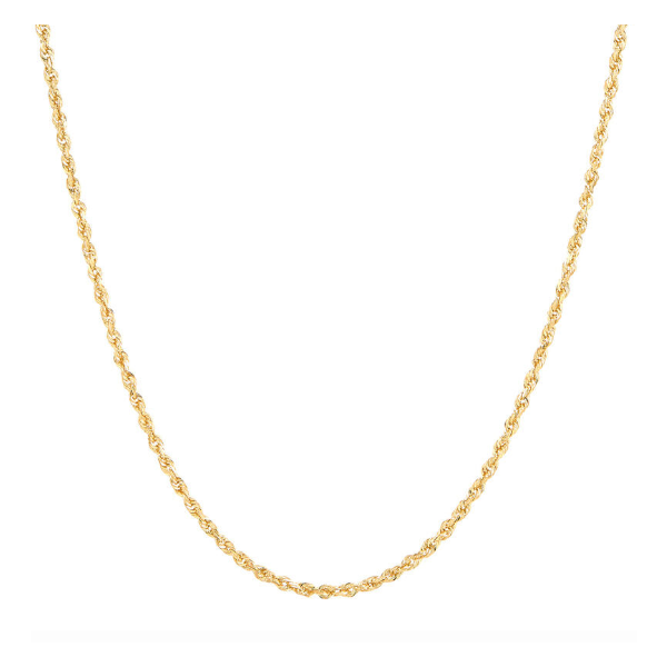 14KT YG  016 SOLID DUAL GLITTER ROPE CHAIN WITH LOBSTER CLAW  2.00-2.10 MM Lennon's W.B. Wilcox Jewelers New Hartford, NY