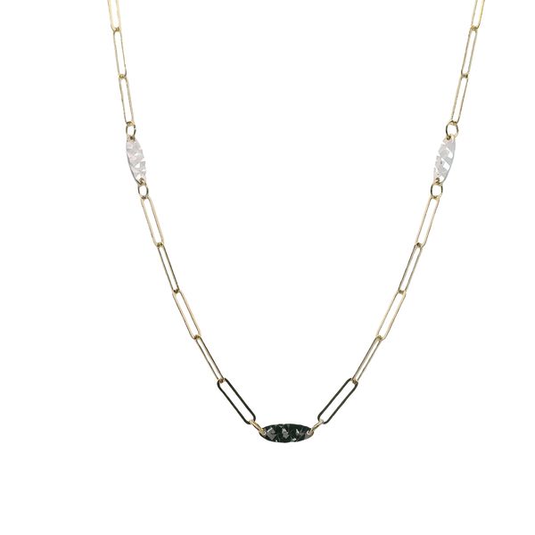 14K 2-TONE PAPERCLIP NECKLACE WITH 5 WG OVAL LINKS 18" WITH 2" EXTENDER Lennon's W.B. Wilcox Jewelers New Hartford, NY