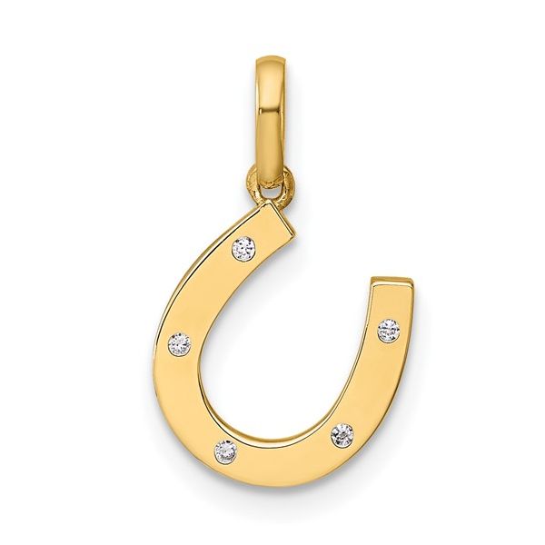 14Kt Yellow Gold CZ Horseshoe Pendant  Lennon's W.B. Wilcox Jewelers New Hartford, NY
