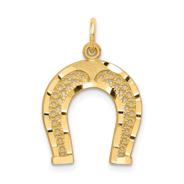 10KT YG HORESHOE CHARM WITH 10KT YG 18INCH SINGAPORE CHAIN Lennon's W.B. Wilcox Jewelers New Hartford, NY