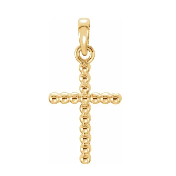 14K YELLOW GOLD BEADED CROSS PENDANT Lennon's W.B. Wilcox Jewelers New Hartford, NY