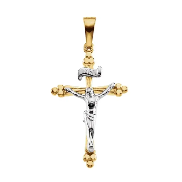 14Kt Two Tone Crucifix Pendant  Lennon's W.B. Wilcox Jewelers New Hartford, NY