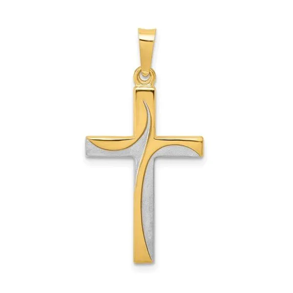 14K RHODIUM SATIN AND POLISHED LATIN CROSS Lennon's W.B. Wilcox Jewelers New Hartford, NY