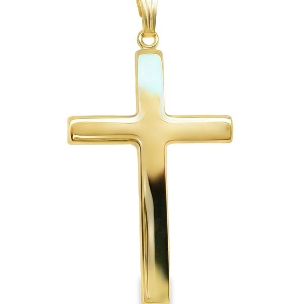 14K YG LG. POLISHED CROSS ON 20" 14K YG ROPE CHAIN Lennon's W.B. Wilcox Jewelers New Hartford, NY