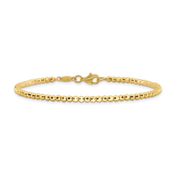 14K POLISHED AND DIAMOND-CUT BEADED BRACELET Lennon's W.B. Wilcox Jewelers New Hartford, NY