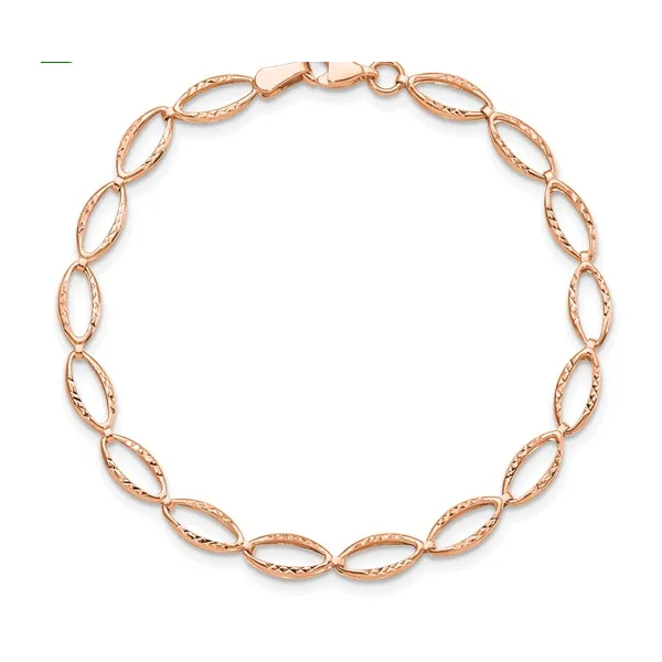 14KT ROSE GOLD POLISHED AND D/C OVAL BRACELET 7 INCHES Lennon's W.B. Wilcox Jewelers New Hartford, NY