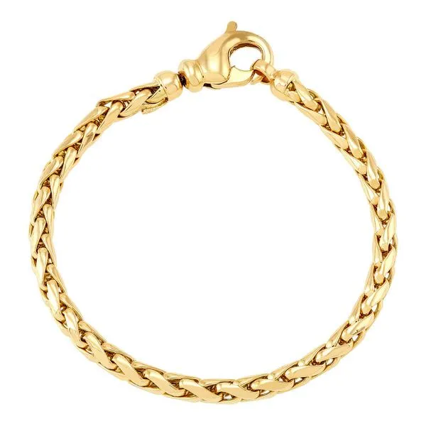 14K YELOW GOLD POLISHED HEAVY HOLLOW WEAVE LINKS 8"  Lennon's W.B. Wilcox Jewelers New Hartford, NY
