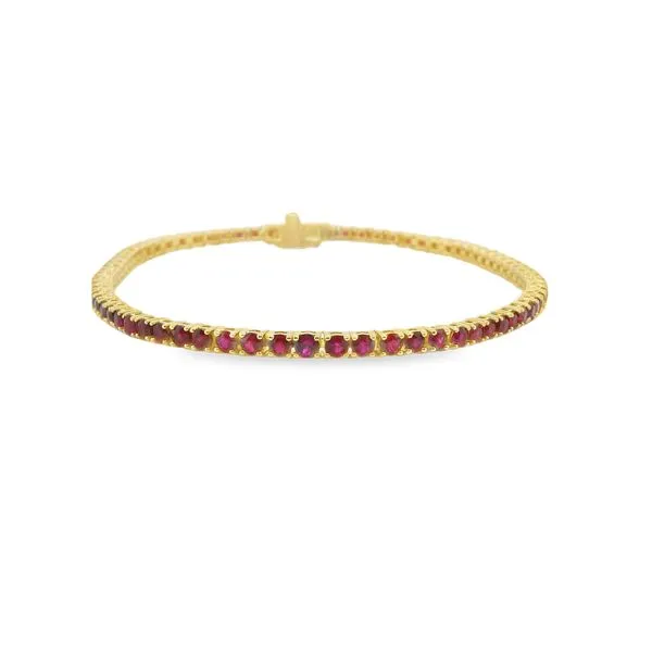 Yellow 18 Karat Tennis Bracelet With 4.07Tw Round Rubys Lennon's W.B. Wilcox Jewelers New Hartford, NY