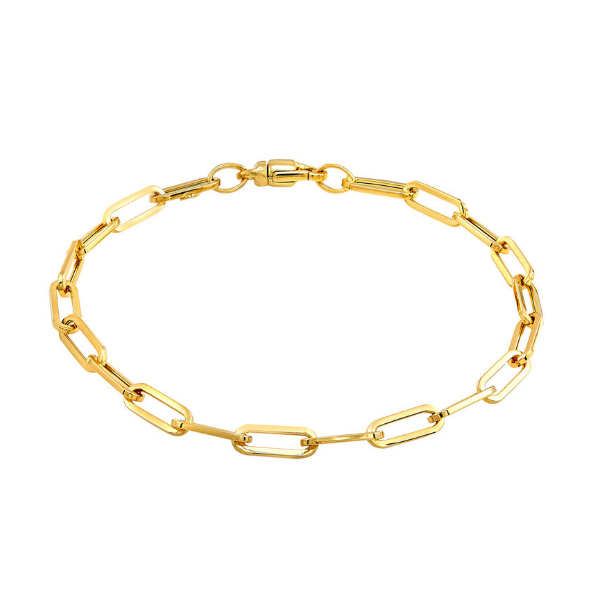 14KT YG POLISHED 10.7MM HOLLOW PAPERCLIP BRACELET 7.5 INCHES Lennon's W.B. Wilcox Jewelers New Hartford, NY