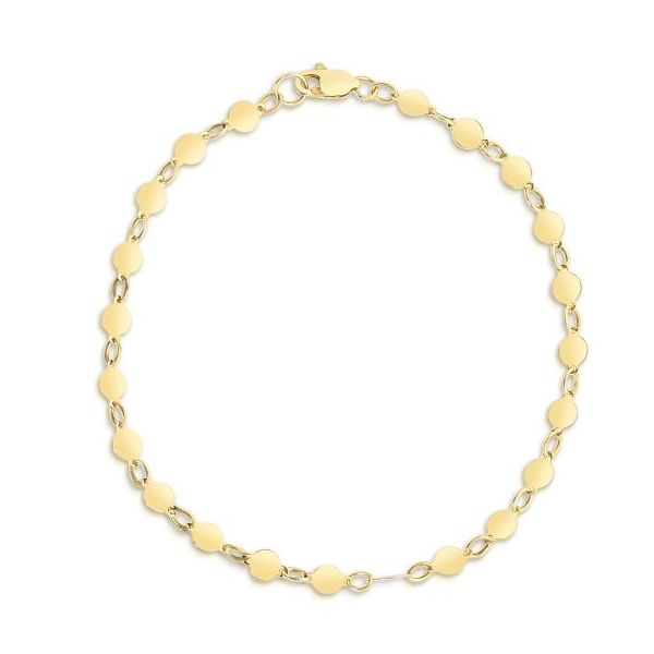 14K YG 4MM ROUND MIRROR LINK BRAC. WITH LOBSTER CLASP Lennon's W.B. Wilcox Jewelers New Hartford, NY