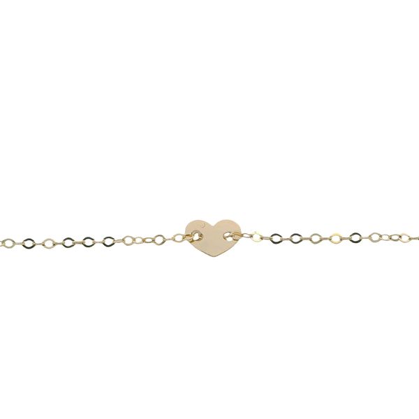 14K YG 7" OPEN LINK BRAC. WITH HEART DISC IN CENTER Lennon's W.B. Wilcox Jewelers New Hartford, NY