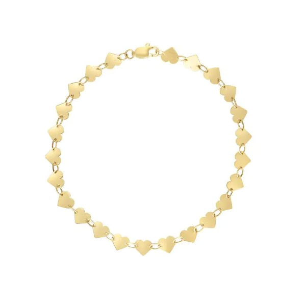 14KT YG MIRROR HEART BRACELET 7" Lennon's W.B. Wilcox Jewelers New Hartford, NY