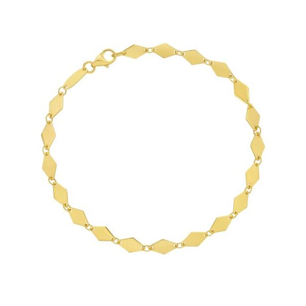 14K YG 7" DIAMOND SHAPED MIRROR LINKS WITH LOBSTER CLAW CLASP Lennon's W.B. Wilcox Jewelers New Hartford, NY