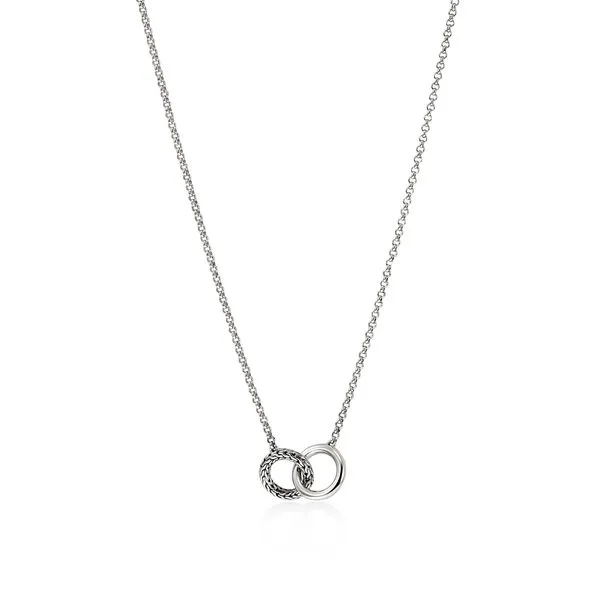 Essentials Silver  2MM Mini Rolo Chain Interlocking Circle Necklace  Lennon's W.B. Wilcox Jewelers New Hartford, NY