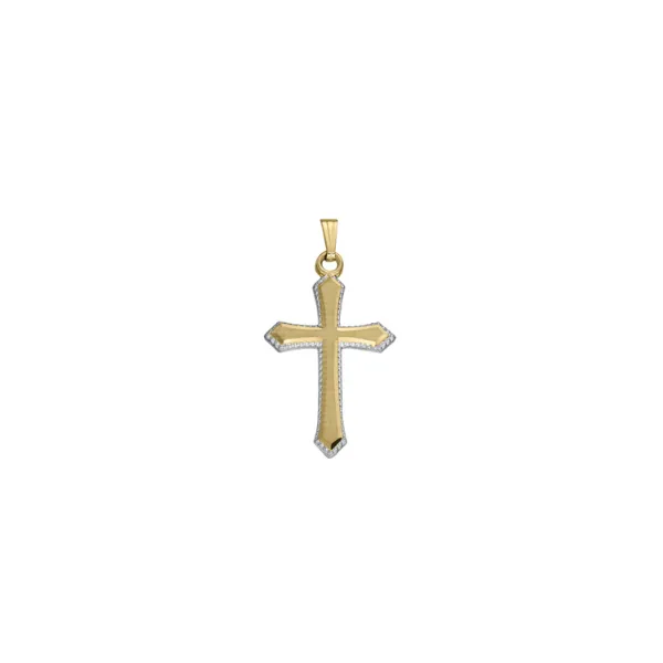 14KT Yellow Gold Filled Diamond Cut Edge Cross Pendant on 18" Chain Lennon's W.B. Wilcox Jewelers New Hartford, NY