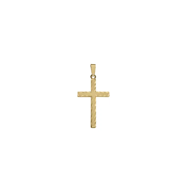 YELLOW GOLD FILLED BRUSHED WITH POLISHED EDGE CROSS PENDANT WITH CHAIN 20" Lennon's W.B. Wilcox Jewelers New Hartford, NY