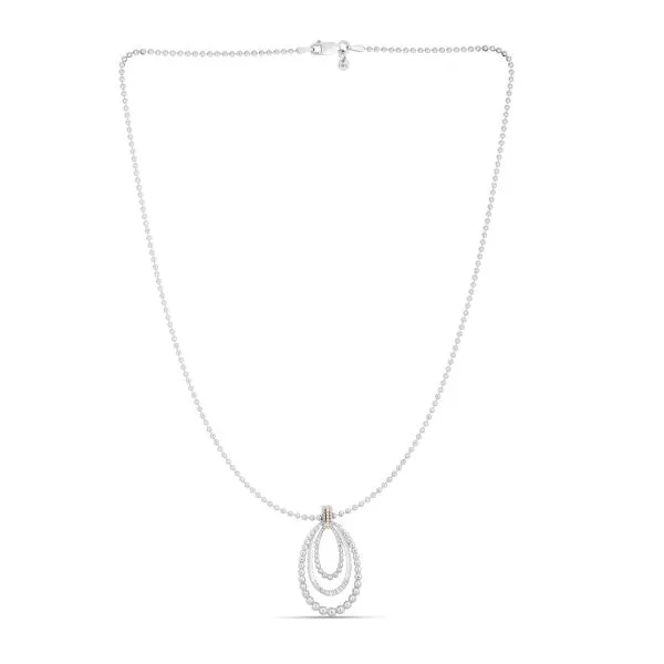 SS & 18K Pear Bead Pendant with .05ct tw 18in Necklace Lennon's W.B. Wilcox Jewelers New Hartford, NY