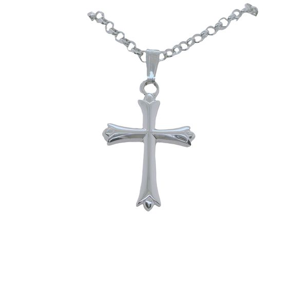 SS SMALL CROSS WITH FLARED ENDS ON 18" CHAIN Lennon's W.B. Wilcox Jewelers New Hartford, NY