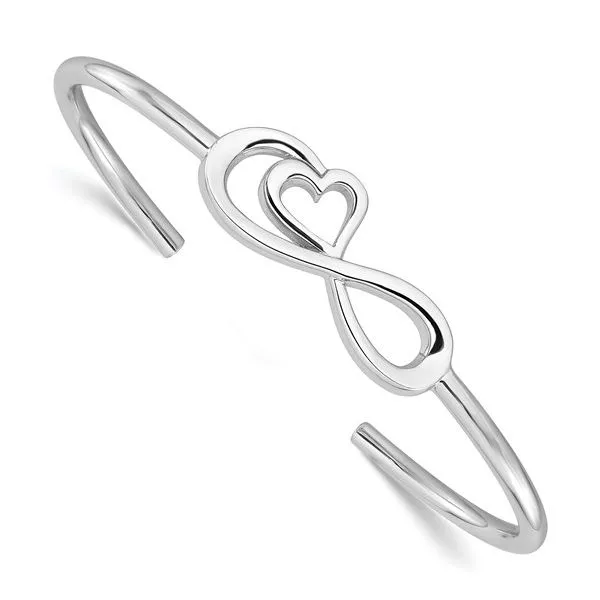 STERLING HEART INFINITY SYMBOL CUFF BRACELET Lennon's W.B. Wilcox Jewelers New Hartford, NY