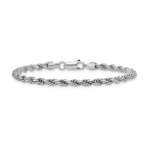 SS RHODIUM-PLATED 3.2MM DIAMOND -CUT ROPE CHAIN BRACELET 8IN Lennon's W.B. Wilcox Jewelers New Hartford, NY