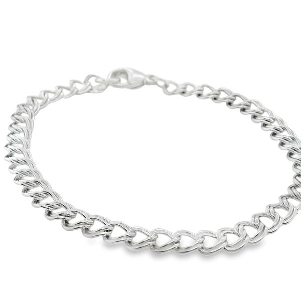 SS  7" GOLD PLATED OVER STERLING SILVER DOUBLE LINK  CHARM BRACELET Lennon's W.B. Wilcox Jewelers New Hartford, NY