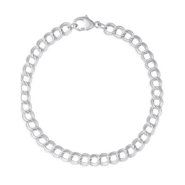 SS 8" DOUBLE LINK CHARM BRACELET WITH LOBSTER CLAW Lennon's W.B. Wilcox Jewelers New Hartford, NY