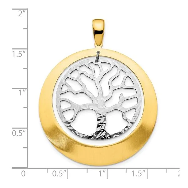 Sterling Silver and Gold Textured Tree Pendant on 18" Singapore Chain Image 2 Lennon's W.B. Wilcox Jewelers New Hartford, NY