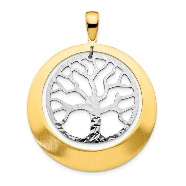 Sterling Silver and Gold Textured Tree Pendant on 18" Singapore Chain Lennon's W.B. Wilcox Jewelers New Hartford, NY