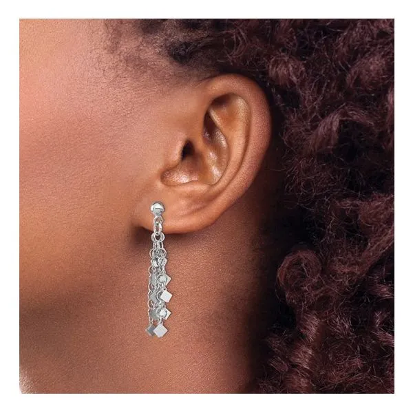 Sterling Silver Rhodium Plated Dangle Earrings Image 2 Lennon's W.B. Wilcox Jewelers New Hartford, NY