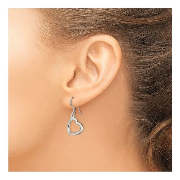Sterling Silver Heart Dangle Earrings Image 2 Lennon's W.B. Wilcox Jewelers New Hartford, NY