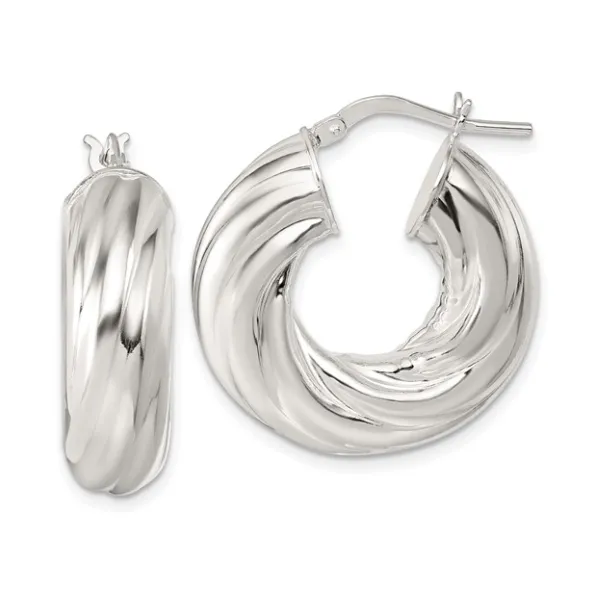 STERLING SILVER POLISHED TWISTED TUBE HOOP EARRINGS Lennon's W.B. Wilcox Jewelers New Hartford, NY
