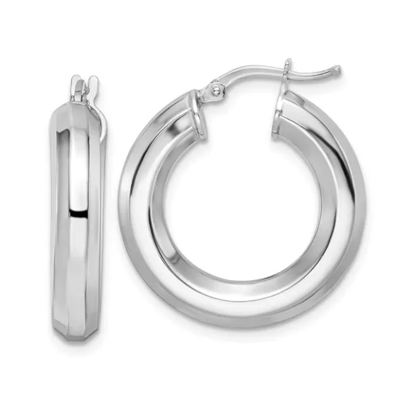 STERLING SILVER RHODIUM-PLATED OCTAGON TUBE HOOP EARRINGS Lennon's W.B. Wilcox Jewelers New Hartford, NY