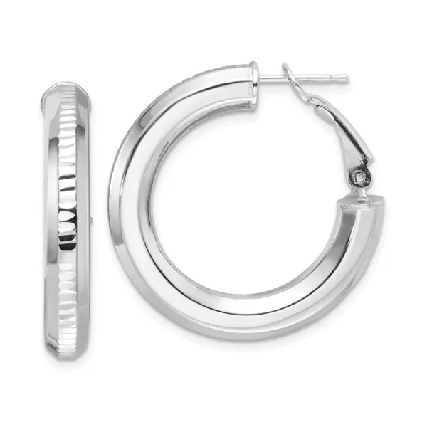 STERLING SILVER OMEGA BACK ROUND HOOP EARRINGS Lennon's W.B. Wilcox Jewelers New Hartford, NY