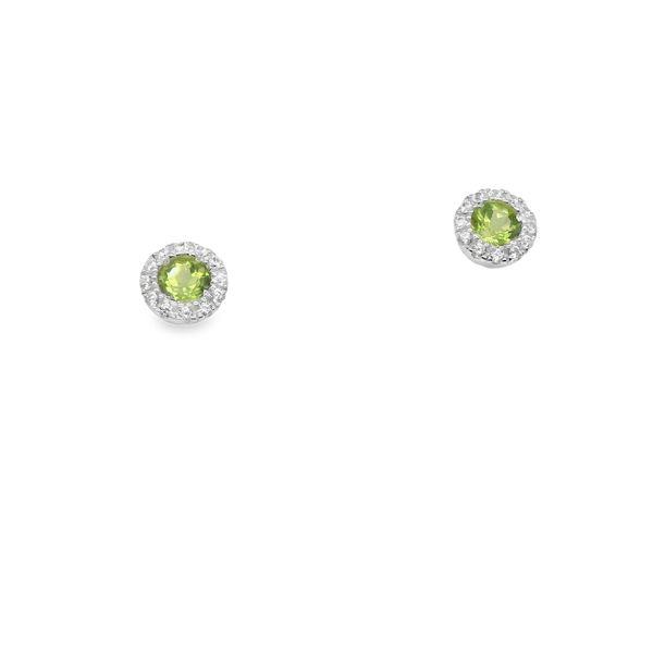 SS Stud Earrings With 2 0.51Tw Round Peridots And 24 0.16Tw Round Cubic Zirconiums Lennon's W.B. Wilcox Jewelers New Hartford, NY