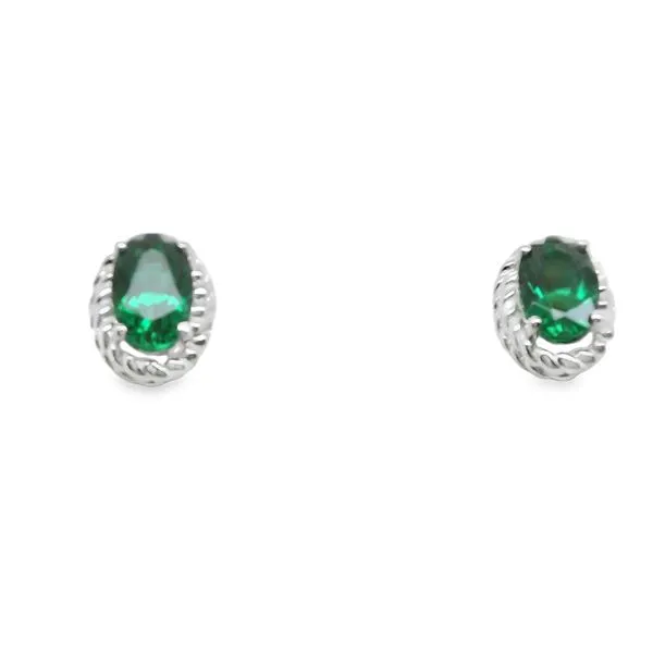 S.S. CREATED EMERALD OVAL EARRINGS Lennon's W.B. Wilcox Jewelers New Hartford, NY