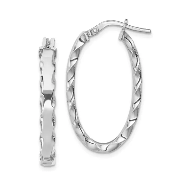 SS OVAL SCALLOPED EDGE HOOP EARRINGS Lennon's W.B. Wilcox Jewelers New Hartford, NY