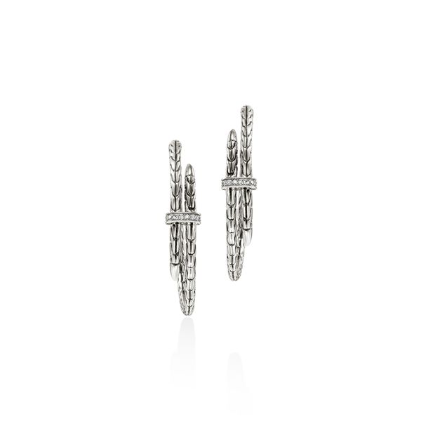 SPEAR SILVER DIAMOND PAVE HOOPS EARRINGS .12CTTW Lennon's W.B. Wilcox Jewelers New Hartford, NY