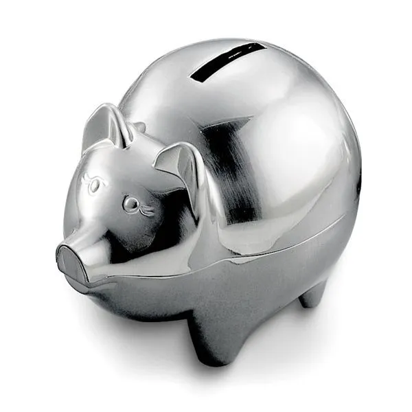 Pewter Finish Piggy Bank  Lennon's W.B. Wilcox Jewelers New Hartford, NY