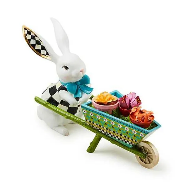 MACKENZIE-CHILDS CALICO BUNNY WITH WHEELBARROW Lennon's W.B. Wilcox Jewelers New Hartford, NY