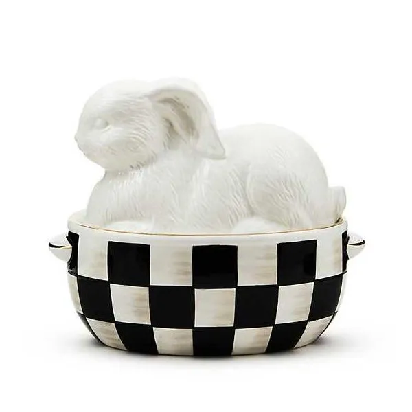 MACKENZIE-CHILDS WHITE RABBIT CERAMIC LIDDED DISH Lennon's W.B. Wilcox Jewelers New Hartford, NY