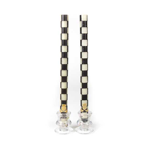MACKENZIE-CHILDS CHECK BLACK & IVORY DINNER CANDLES SET OF 2 Lennon's W.B. Wilcox Jewelers New Hartford, NY