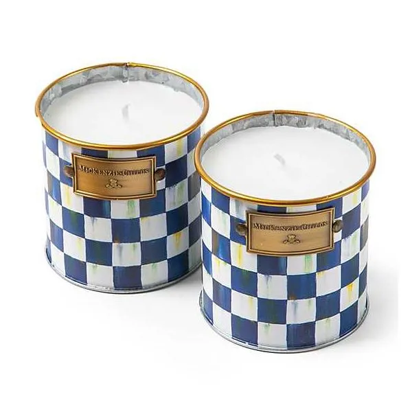 MACKENZIE-CHILDS ROYAL CHECK SMALL CITRONELLA CANDLES SET OF 2 Lennon's W.B. Wilcox Jewelers New Hartford, NY