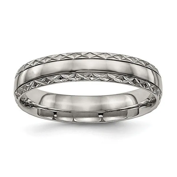 Titanium Polished Criss Cross Design Ring Lennon's W.B. Wilcox Jewelers New Hartford, NY