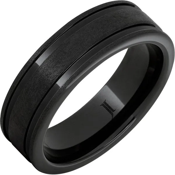 7MM BLACK CERAMIC ALL STONE FINISH WITH 2 GROOVES Lennon's W.B. Wilcox Jewelers New Hartford, NY