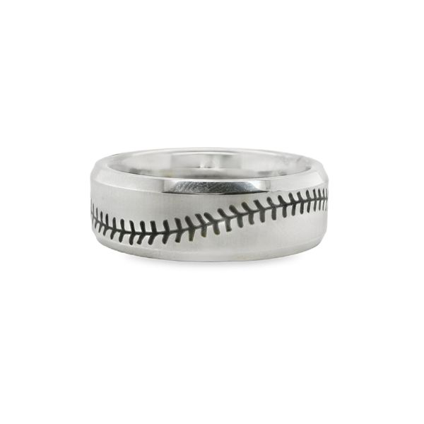 8MM SERINIUM BEVEL LASER SATIN BASEBALL Lennon's W.B. Wilcox Jewelers New Hartford, NY