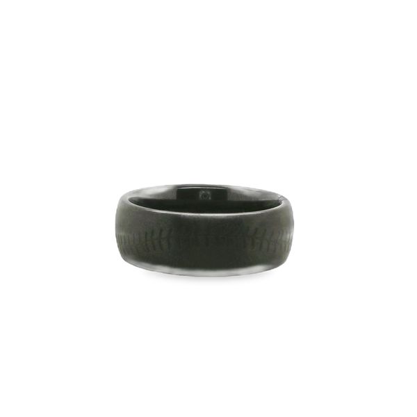 8MM BLACK CERAMIC DOME BASEBALL LASER STONE BAND Lennon's W.B. Wilcox Jewelers New Hartford, NY