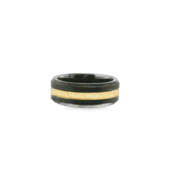 8MM BLACK CERAMIC BEVEL 2MM ASH GRAIN INLAY Lennon's W.B. Wilcox Jewelers New Hartford, NY