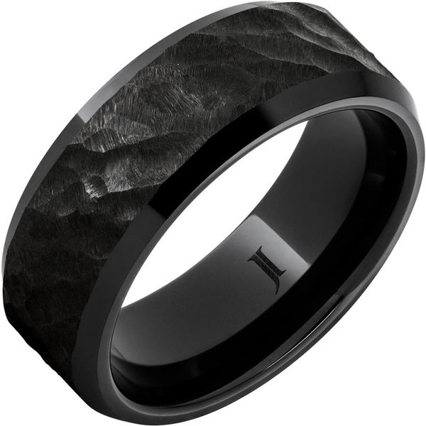 8MM BLAK CERAMIC BEVELED EDGE THOR FINISH SIZE 10 Lennon's W.B. Wilcox Jewelers New Hartford, NY