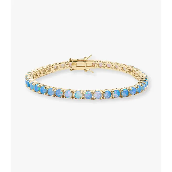 GRAND HEIRESS OMBRE BLUE OPAL TENNIS BRACELET SILVER PLATED OVER BRASS 6.5'' Lennon's W.B. Wilcox Jewelers New Hartford, NY