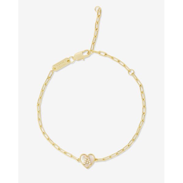 LOVE LETTERS HEART BRAC. GOLD PLATED OVER SILVER WITH MOP HEART AND CZ INITIAL A Image 2 Lennon's W.B. Wilcox Jewelers New Hartford, NY